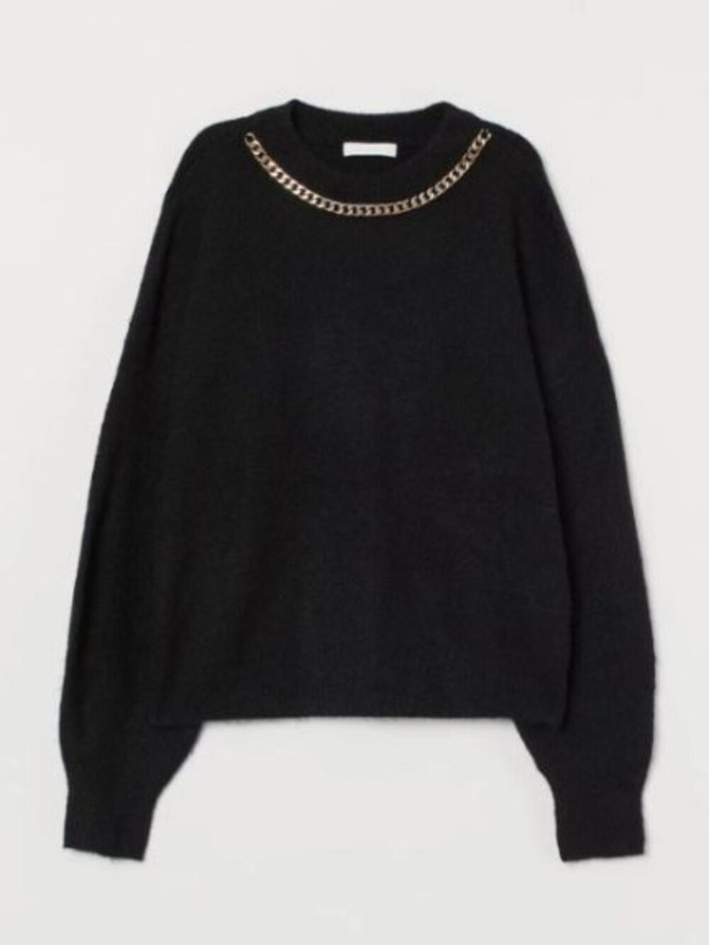H&M Black Gold Chain Wool Blend Sweater